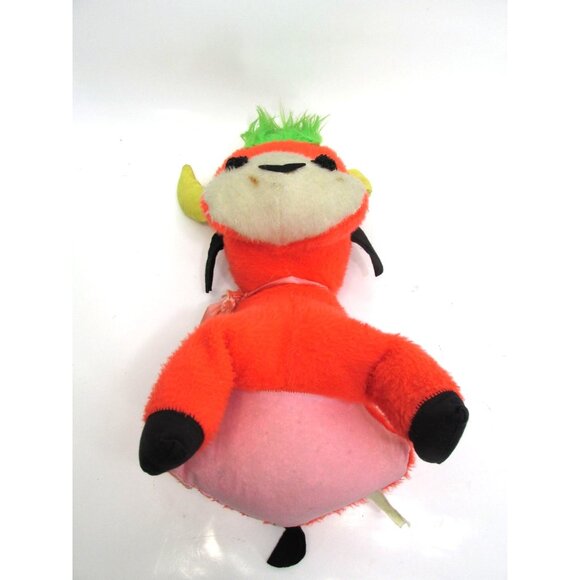 RARE 1950 Fair Carnival Prize Vintage Orange Bull Plush Toy Green Hair Bow cow - Picture 6 of 7